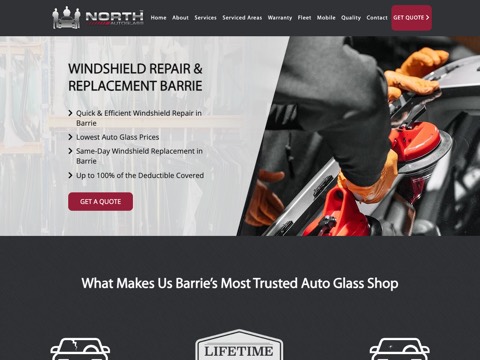 Screenshot of the North Auto Glass website