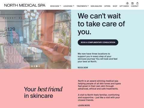 Screenshot of the North Medical Spa website