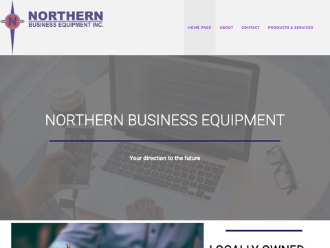 Screenshot of the Northern Business Equipment Inc homepage at nbe.on.ca, captured 2026-08-19, shown as the evidence for the review on this page