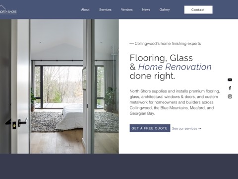 Screenshot of the NorthShore LTD Flooring Glass and More website