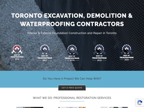 Screenshot of the NTL Contracting and Waterproofing Inc. homepage, ntlcontracting.com, captured 2026-08-13, shown as the evidence for this review