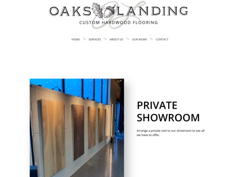 Screenshot of the Oaks Landing Hardwood Flooring, Custom Hardwood Flooring Orilla ON website