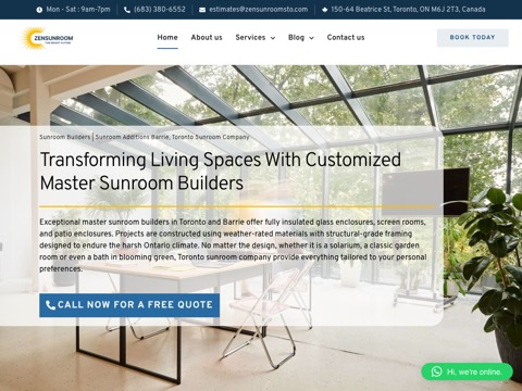 Screenshot of the ODS Sunrooms website