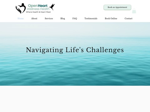 Screenshot of the Open Heart Wellness website