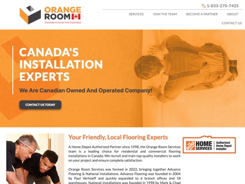 Screenshot of the Orange Room Services homepage, orangeroomservices.ca, captured 2026-08-19, shown as the evidence for this review