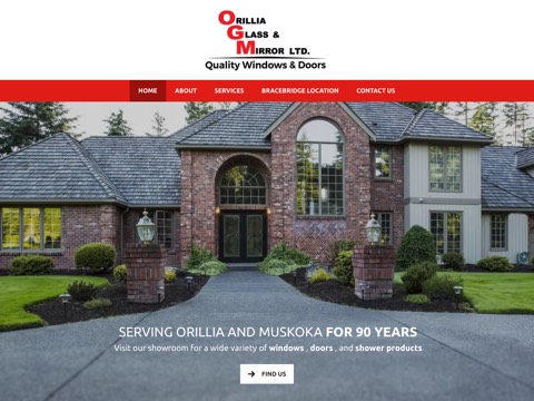 Screenshot of the Orillia Glass & Mirror Ltd website