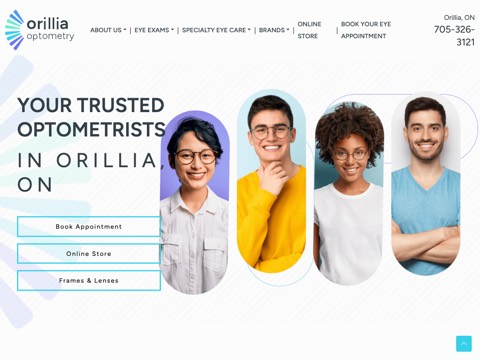 Screenshot of the Orillia Optometry website