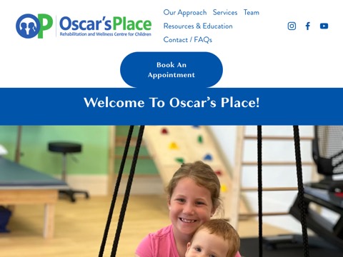 Screenshot of the Oscar’s Place Rehabilitation and Wellness Centre for Children website