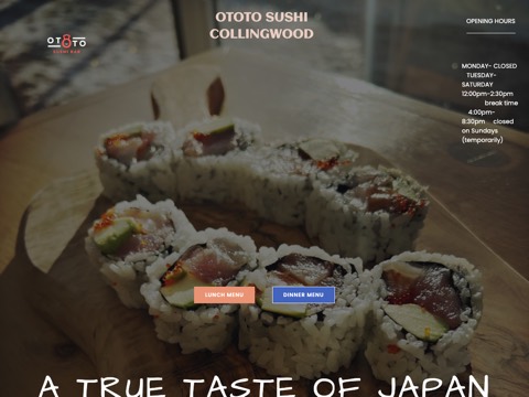 Screenshot of the Ototo Sushi website