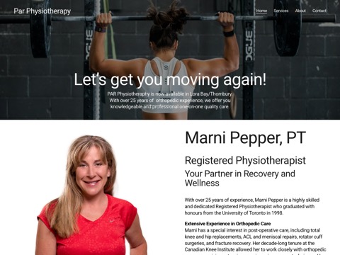 Screenshot of the Par Physiotherapy website