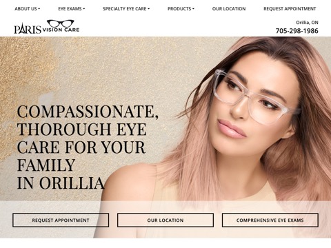 Screenshot of the Paris Vision Care website