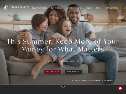 Screenshot of the Parker Coulter Real Estate | List for 1% website