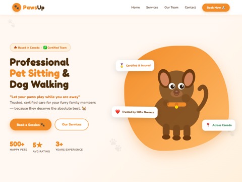 Screenshot of the Paws Up Canada homepage at paws-up.ca/?utm_source=ig&utm_medium=social&utm_content=link_in_bio&fbclid=PAdGRleATQeRdwZG9mAmV4dG4DYWVtAjExAHNydGMGYXBwX2lkDzEyNDAyNDU3NDI4NzQxNAABpy2jfVmO7WXjG1yCmBpXEa1pDBqQLal22RKA-4a0hBT8iyLvf_0-hYnvFj-p_aem_Pi6yJsSV8yLhI2r7slj42Q, captured 2026-08-19, shown as the evidence for the review on this page