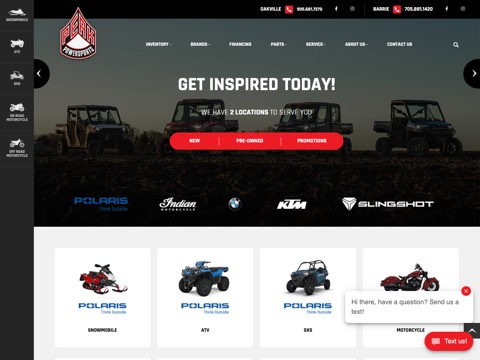 Screenshot of the Peak Powersports homepage, peakpowersports.ca, captured 2026-08-19, shown as the evidence for this review