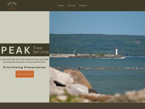 Screenshot of the Peak Tree Service website