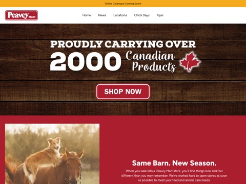 Screenshot of the Peavey Mart homepage, peaveymart.com, captured 2026-08-19, shown as the evidence for this review