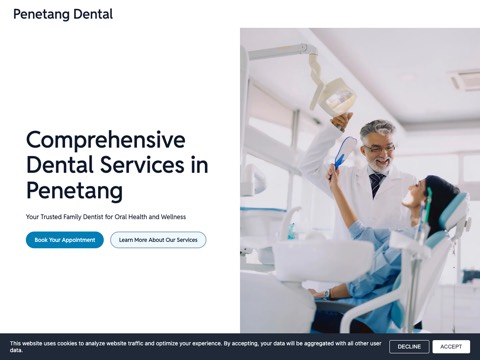 Screenshot of the Penetang Dental website