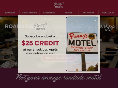 Screenshot of the Penny's Motel & Apres website