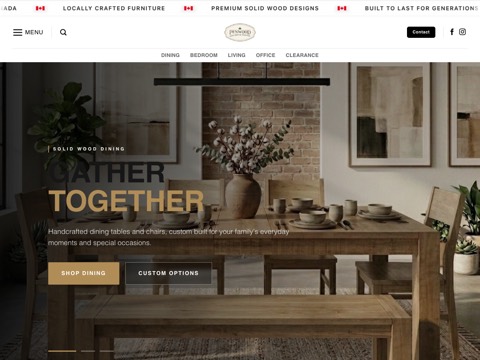 Screenshot of the Penwood Furniture Collingwood homepage, penwoodfurniture.com, captured 2026-08-19, shown as the evidence for this review