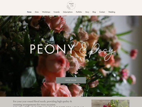 Screenshot of the Peony and Posy website