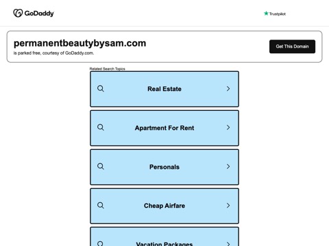 Screenshot of the Permanent Beauty by Sam homepage, www.permanentbeautybysam.com, captured 2026-08-19, shown as the evidence for this review