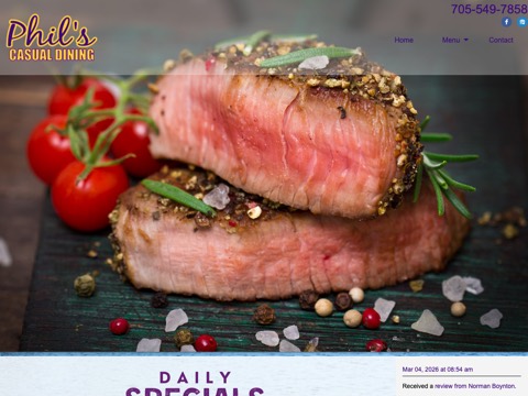 Screenshot of the Phil's Family Restaurant website