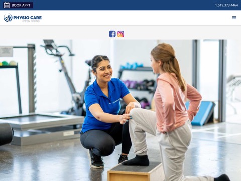 Screenshot of the Physio Care Owen Sound website