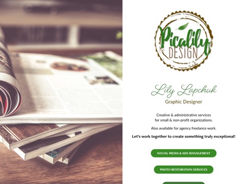 Screenshot of the Picalily Design homepage, picalily.ca, captured 2026-08-19, shown as the evidence for this review