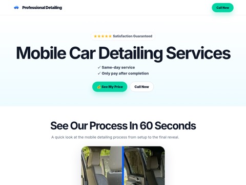Screenshot of the Platinum Mobile Auto Detailing Midland website