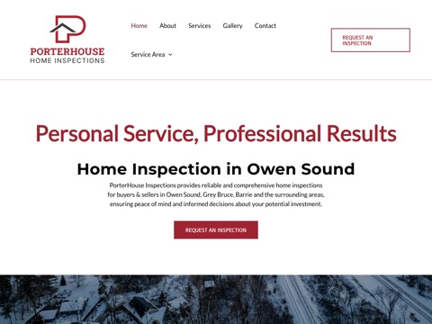 Screenshot of the PorterHouse Inspections website