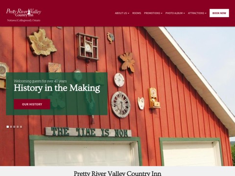 Screenshot of the Pretty River Valley Country Inn website
