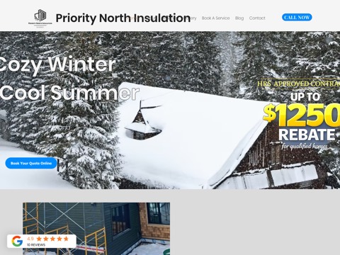 Screenshot of the Priority North Insulation website