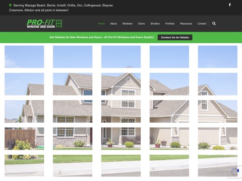 Screenshot of the PRO-FIT Window & Door website