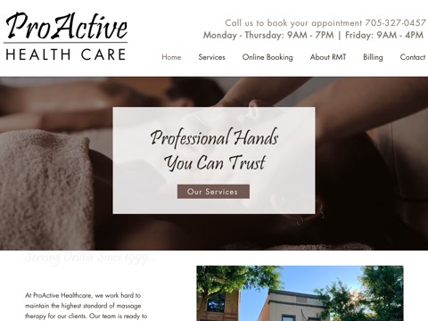 Screenshot of the ProActive Health Care website