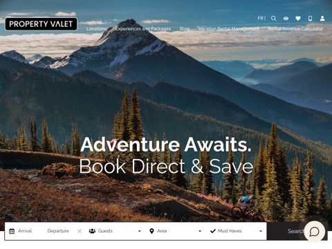 Screenshot of the Property Valet Vacation Rentals website