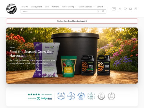 Screenshot of the Provision Gardens website
