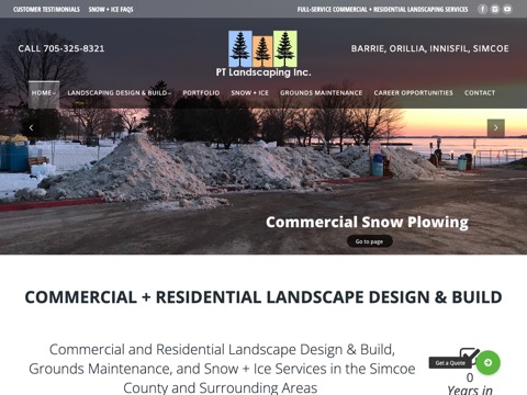 Screenshot of the PT Landscaping Inc website