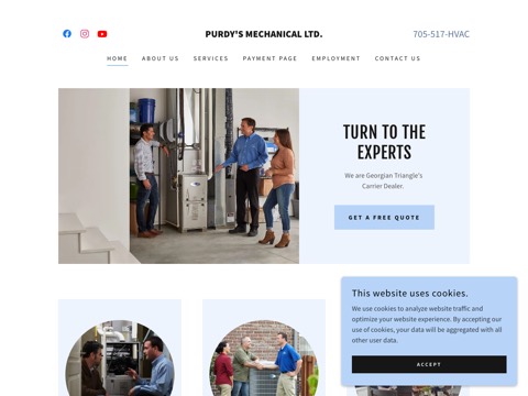 Screenshot of the Purdy’s Mechanical Ltd website