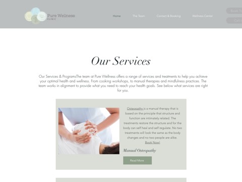 Screenshot of the Pure Wellness Clinic website