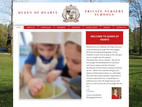 Screenshot of the Queen of Hearts website