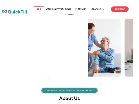 Screenshot of the QuickPill Pharmacy homepage, quickpill.ca, captured 2026-08-19, shown as the evidence for this review