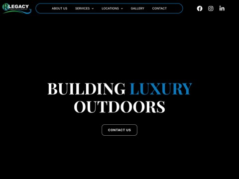 Screenshot of the R legacy landscapes & Pools Inc homepage, rlegacy.ca, captured 2026-08-19, shown as the evidence for this review