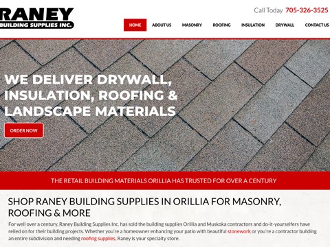Screenshot of the Raney Building Supplies Inc website