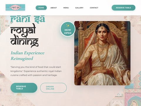 Screenshot of the Rani Sa Restaurant website