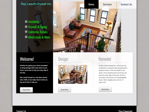 Screenshot of the Ray Leavitt Drywall Inc. website