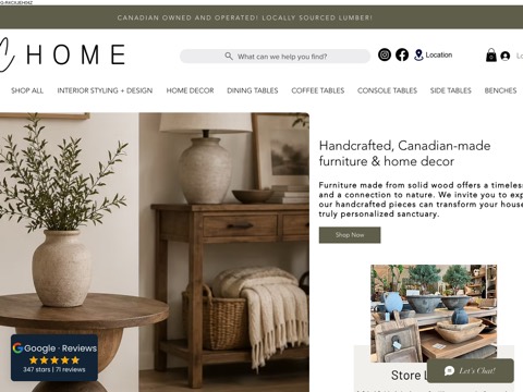 Screenshot of the RC Home - Furniture & Home Decor Collingwood website