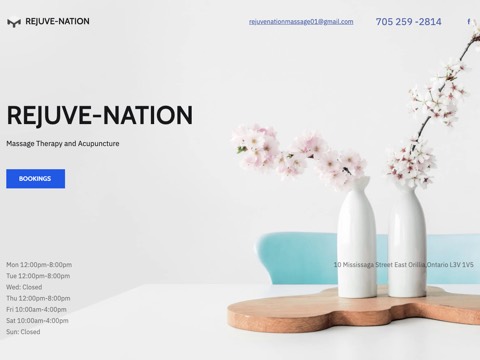 Screenshot of the Rejuvenation Massage Therapy website