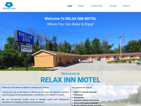 Screenshot of the Relax Inn Collingwood website