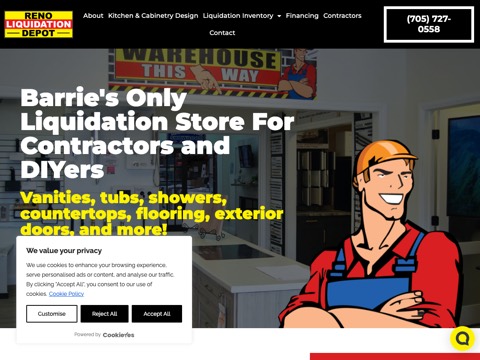 Screenshot of the Reno Liquidation Depot homepage, renoliquidationdepot.com, captured 2026-08-19, shown as the evidence for this review