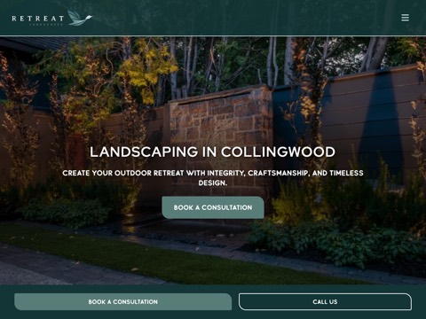 Screenshot of the Retreat Landscape Design Ltd. homepage, discoveryourretreat.ca, captured 2026-08-13, shown as the evidence for this review